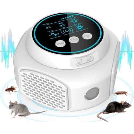 BAZYWTYH Souris et Rats Puissant, 360° Répulsif rongeurs à Ultrasons 3 Modes Anti Souris Répulsif Souris, 300 M² Large Portée Ultrasons Anti Rongeurs pour Souris Rat Araignée Moth Fourmi