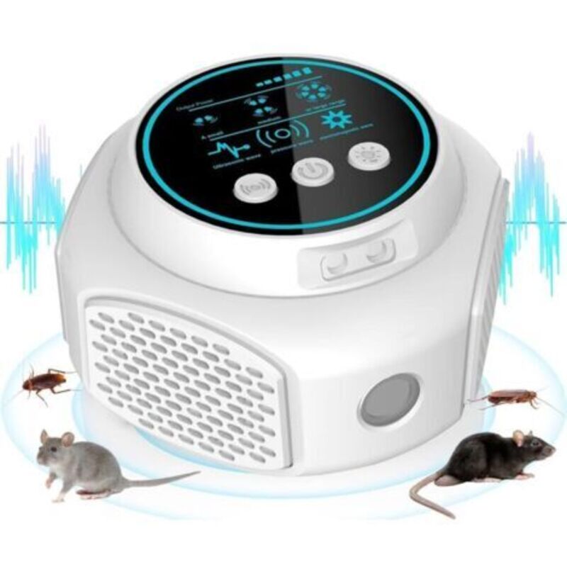 Souris et Rats Puissant, 360° Répulsif rongeurs à Ultrasons 3 Modes Anti Souris Répulsif Souris, 300 M² Large Portée Ultrasons Anti Rongeurs pour