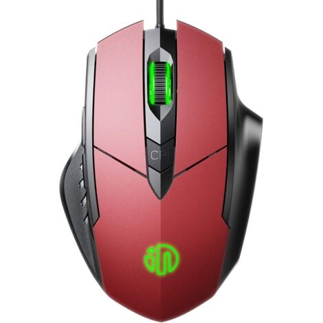 Souris USB Filaire , clic Silencieux et Suivi Optique, 4800 DPI, Souris Filaire à 6 Boutons pour Ordinateur Portable MacBook Office, Rouge,