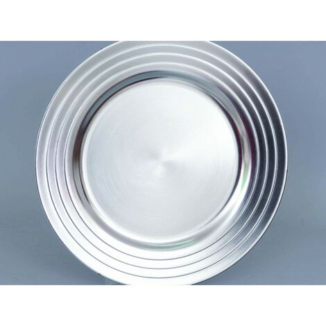 Sous-assiette en plastique couleur argent avec bordure 33 cm