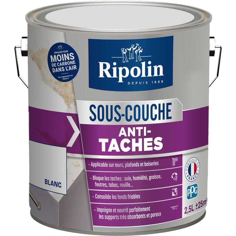 Sous couche - Anti taches - Mat - Blanc - 2,5L Ripolin