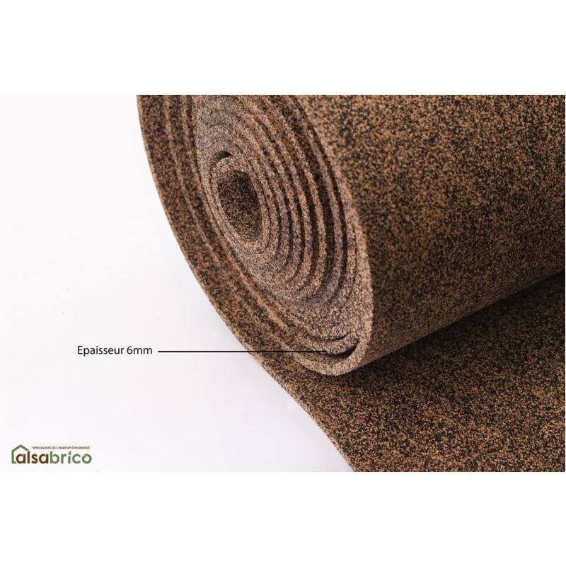 Alsacork - rouleau isolant souple en liège (50%) et caoutchouc (50%), ép. 6mm - 5m x 1m = 5m²
