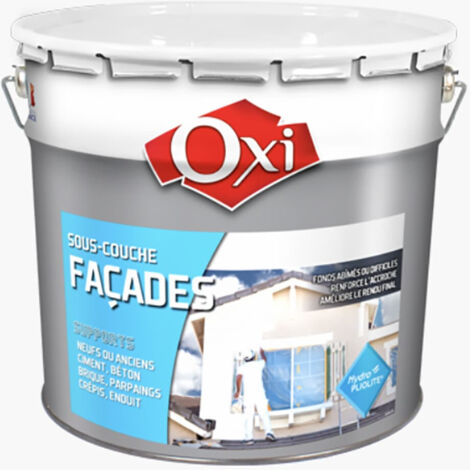 Sous-couche mate pour façades 10 litres – Préparation murs absorbants – Application 2 à 3 couches pour protection optimale – OXI