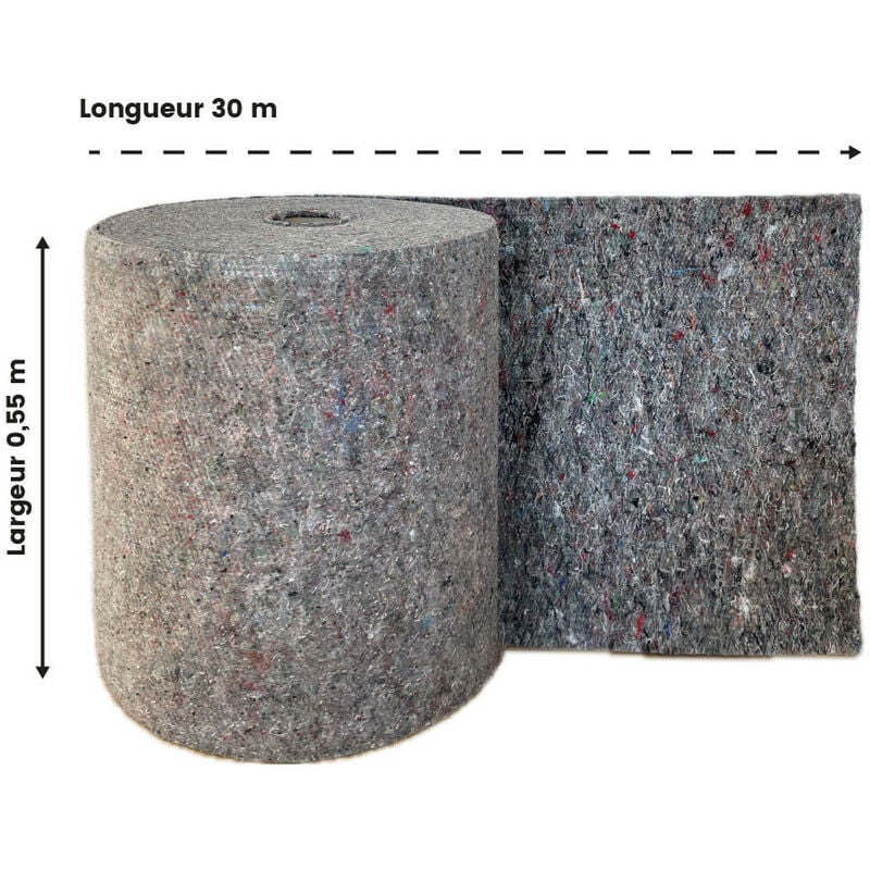 Naturasol - Sous Couche moquette -Thibaude feutre- larg. 55cm- Rouleau de 30 ml soit 16,5 m²