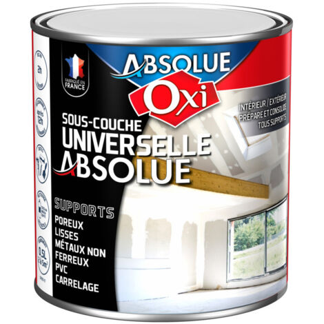 Sous-couche universelle absolue blanc mat 0,5L – Peinture en phase solvantée – Fort pouvoir couvrant – Pour tous supports intérieurs et extérieurs – OXI