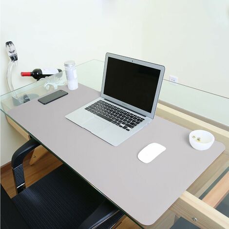 Sous-main étanche, sous-main pour ordinateur portable de bureau, sous-main en cuir PU, sous-main à double usage (gris, 80 x 40 cm)