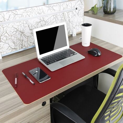 Sous-main étanche, sous-main pour ordinateur portable de bureau, sous-main en cuir PU, sous-main à double usage (rouge, 80 x 40 cm)