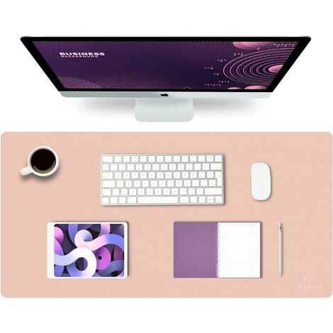 Sous-main, sous-main, sous-main 40cm x 80cm, sous-main pour ordinateur portable, sous-main pour le bureau et la maison, double face (rose)