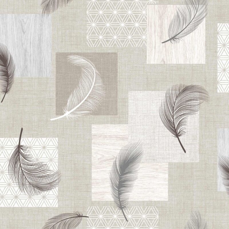 Sous-nappe protectrice imprimée plumes Gris 140 cm