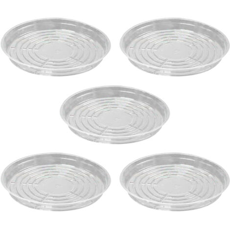 Sous-plat de Pot de Fleurs (x5) - PET Transparent & Résistant - 4 Tailles Adaptables (6in, 8in, 10in, 12in) pour Plantes d'intérieur et d'extérieur