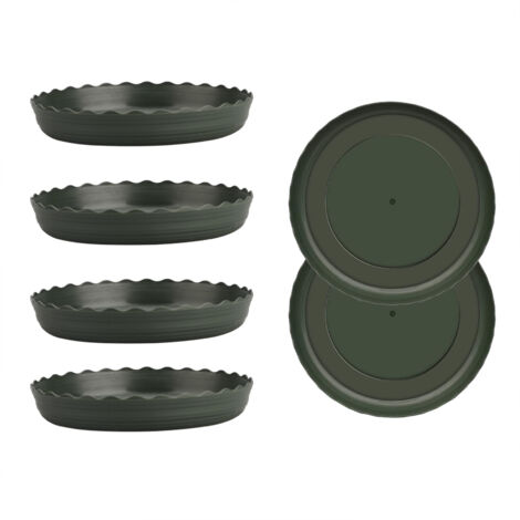 Sous-plat de Pots en Plastique Vert, Diamètre 27.5cm, Pack 6, Support Léger et Durable