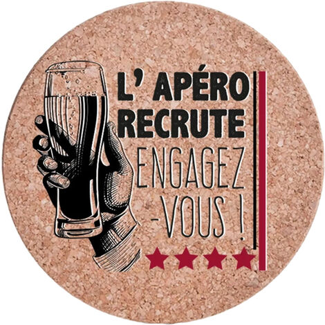 Sous plat engagez vous rond magnétique en liège