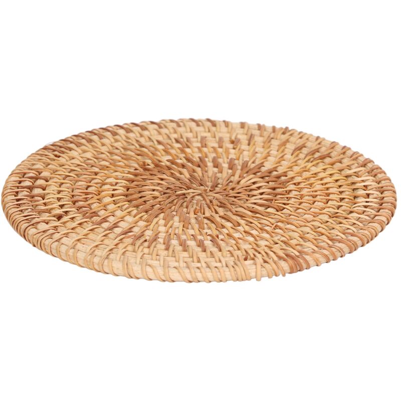 Sous-plat rond tissé en raphia naturel pour plats chauds, isolation thermique, diamètre 22cm