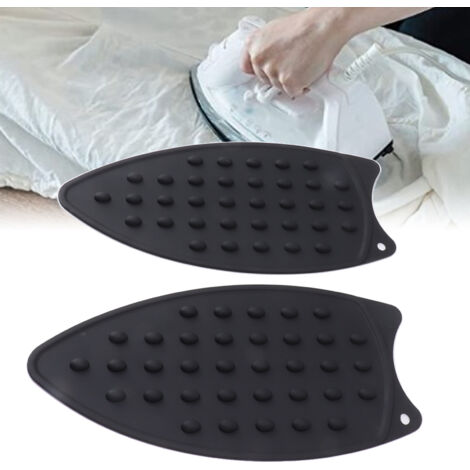 Sous-tapis silicone pour fer à repasser, lot de 2 pièces, résistant à la chaleur et aux impacts pour table à repasser, noir