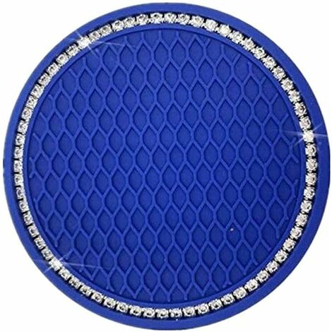 Sous-verre de voiture 4 pièces, sous-verre de voiture en cristal antidérapant en silicone de 2,75 pouces, accessoires d'intérieur de voiture, tapis de sous-verre GM (bleu marine)