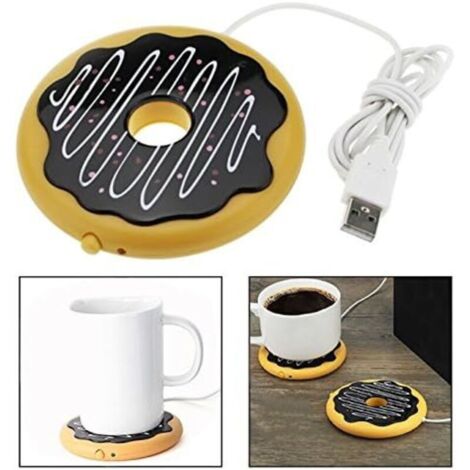 sous-Verres Chauds,Tapis de Tasse USB Forme en Beignet pour Café et Thé Boisson Chauffe