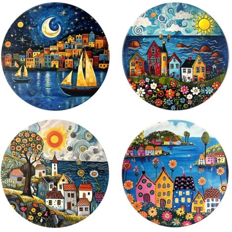 Sous-verres originaux au design maison, lot de 4, cadeau décoratif pour la maison, protège les surfaces, accessoire de table