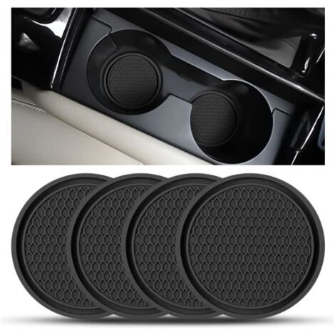 Sous Verres Voiture - Universel - Anti Dérapant - Silicone - PVC Épais - 4 Pièces Noir