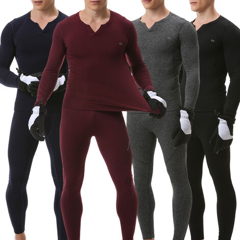 BenBoy sous-Vêtement Thermique Homme Sport Base Layer Respirant de sous-Vêtements Thermiques Chaud Manches Longues et Pantalon pour Ski Running Randonnée 