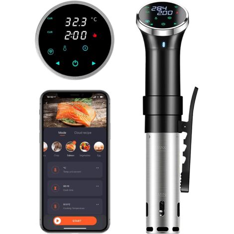 Sous Vide Cooker, Wi-Fi Sous Vide Stick 1100W, cuocitore a immersione con calcolatore di temperatura preciso 25-95°C + timer, impermeabile IPX7, ideale per preparare cene in famiglia e pasti natalizi.