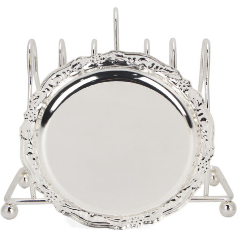 Sous‑verre rétro en métal blanc, motif artisanal européen pour décoration intérieure et isolation thermique
