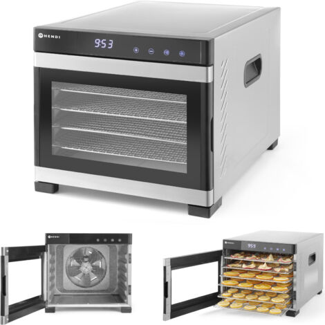 SousVideTools Macchina Disidratatore per Alimenti Hendi in Acciaio Inossidabile a 6 Vassoi, Touch Panel con Controllo Timer e Termostato, per Essiccare Frutta, Carne e Verdura, 229033