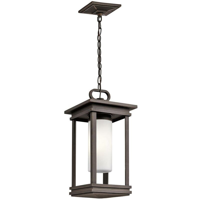 Elstead South Hope - 1 Light Small Outdoor Ceiling Chain Lantern Bronze IP44, E14