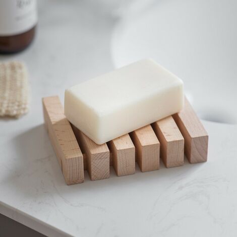 Southbourne Wooden Beech Bathroom Soap Dish Sink Bath Accessory Wood Slats