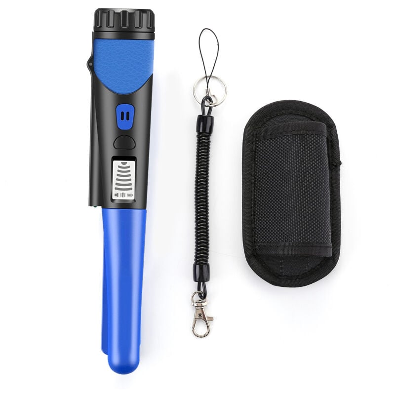 Stol - lifcausal Détecteur de Métaux Portatif Haute Sensibilité Détecteur d'Or avec Indicateur led Monobouton et Housse Tissée (Bleu)