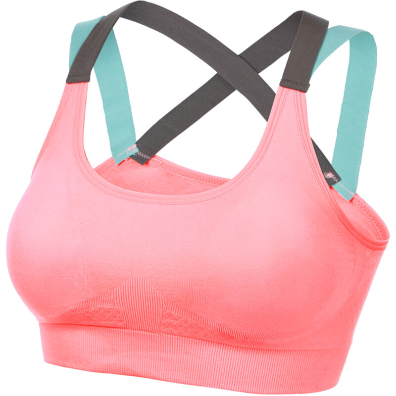 Soutien-gorge de sport sans coutures pour femme - Brassière confortable à impact faible pour yoga, fitness et exercice - Rose