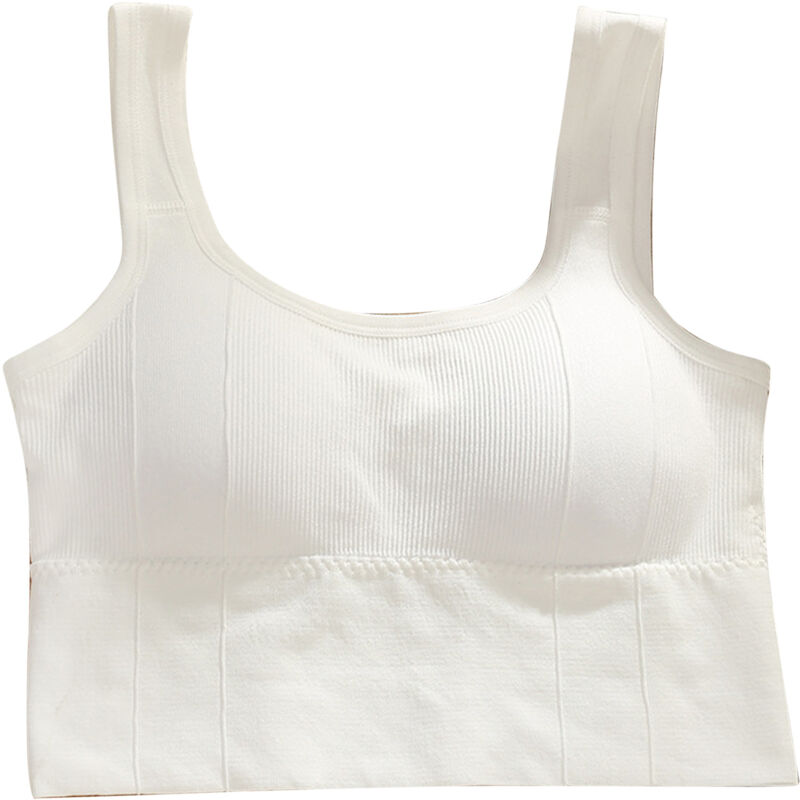 Soutien-gorge Sportif sans Armatures Confortable et Sans Coutures pour Femme, Top Style Débardeur Couvrant pour un Port Quotidien, Blanc