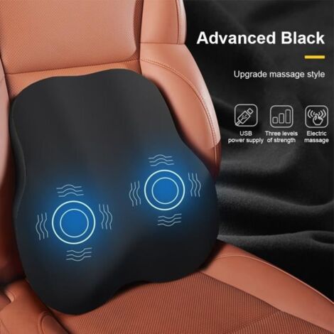 Soutien lombaire de voiture-alimenté USB -soutien lombaire en 3-en-1 voiture chauffage électrique -vibration massage-38 x 40 x 8 cm