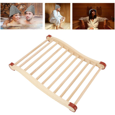 Soutien S en bois antidérapant pour sauna avec coussin, casque et chaussons - Kit d'accessoires complet en pin