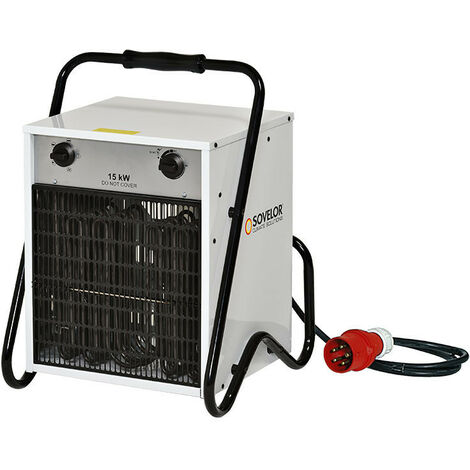 Sovelor – Chauffage à air pulsé électrique 15 kW pour espaces confinés – Débit d'air 1480 m³/h – Élévation de température 55°C – B15C - 380V3