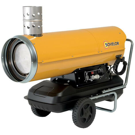 Sovelor – Chauffage mobile à air pulsé 49 kW – Débit 2150 m³/h – Pour locaux fermés et chantiers – Raccordement cheminée – HPV55 - FUEL 49 KW