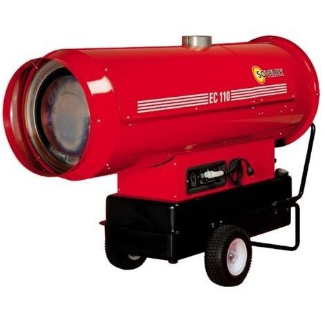 Sovelor – Chauffage mobile au fioul 110 kW – Débit d’air 6540 m³/h – Élévation température 75°C – Capacité réservoir 135L – EC110