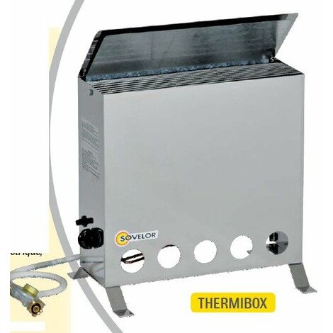 Sovelor – Convecteur mobile au gaz butane 4000W – Thermostat réglable 0-25°C – Sécurité thermocouple – Dimensions 427x270x520mm – THERMIB
