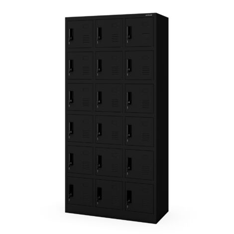 Sozial-Spindschrank KAROL mit Fächern, 900 x 1850 x 400 mm, schwarz