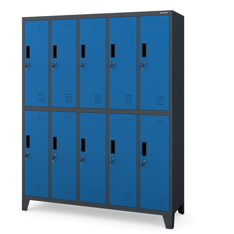 Jan Nowak Sozialer Bhp-kleiderspind Mit 10 Türen Bartek 1360 X 1720 X 450 Mm, Anthrazit-blau