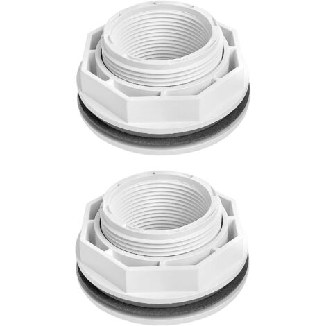 SP1023 Paquete de 2 accesorios de retorno de entrada con contratuerca y junta, rosca de entrada delantera de 1 1/2" para globo ocular, rosca trasera de 1 1/2" para accesorio de tubería, accesorio de e
