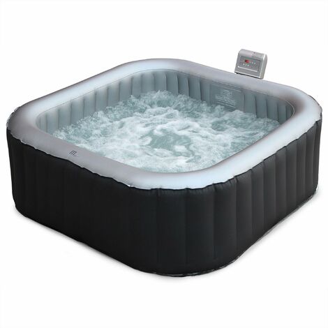 Spa 185cm 6 personnes gonflable carré Alpine 6, Jacuzzi MSPA, pompe, chauffage, gonfleur, filtre, tapis de sol et bâche