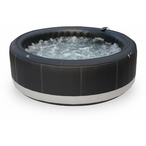 Spa 205cm 6 personnes gonflable - Camaro 6 noir - Jacuzzi Luxe rond Ø205cm MSPA, simili cuir, pompe, chauffage, gonfleur, filtre, bâche et cadenas