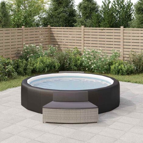 Spa-Bänke mit Kissen, 2er-Set, grau, Geflecht