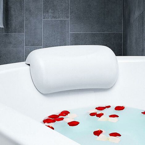 Spa Baignoire Oreiller Blanc Antidérapant Doux Imperméable Silicone Oreiller Avec Ventouse Facile à Nettoyer Accessoires de