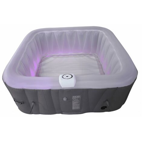 Spa gonfiabile quadrata 6 posti con striscia a LED - Noir