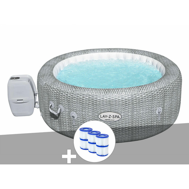 Bestway - Kit spa gonflable Lay-Z-Spa Honolulu rond Airjet 4/6 places + 6 filtres
