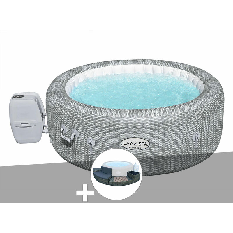 Bestway - Kit spa gonflable Lay-Z-Spa Honolulu rond Airjet 4/6 places + Ensemble mobilier