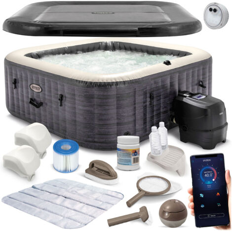 Spa gonflable avec hydromassage pour 4 personnes INTEX 28450 + générateur de chlore