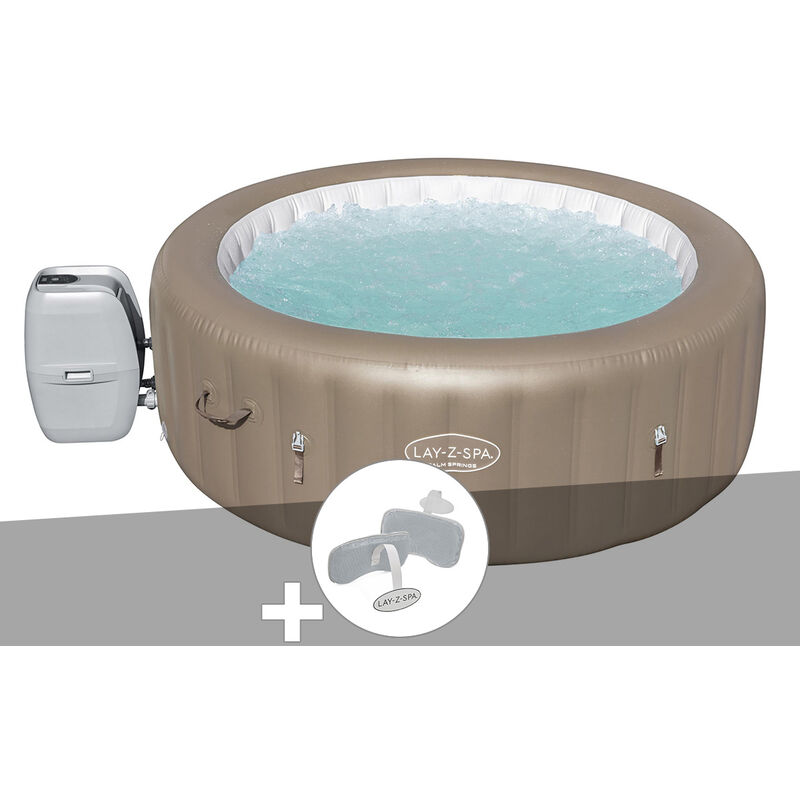 Kit spa gonflable Bestway Lay-Z-Spa Palm Springs rond Airjet 4/6 places + 2 appuie-têtes
