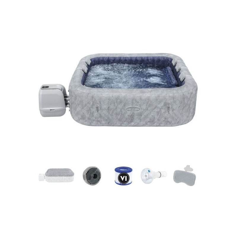 Bestway - Spa gonflable Lay-Z-Spa San Francisco Hydrojet Pro - 230 x 230 x 71 cm - 5/7 places - Carré (bâche, une cartouche)